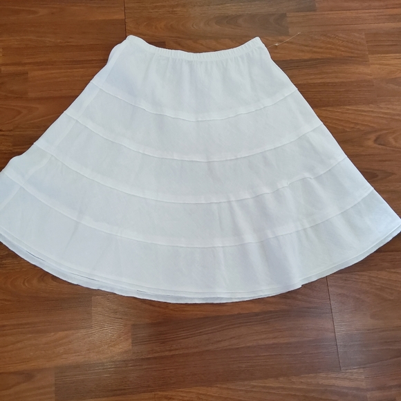 Soft Surroundings Linen A-Line Pull On Tiered Skirt Size PXS White New - Picture 6 of 7